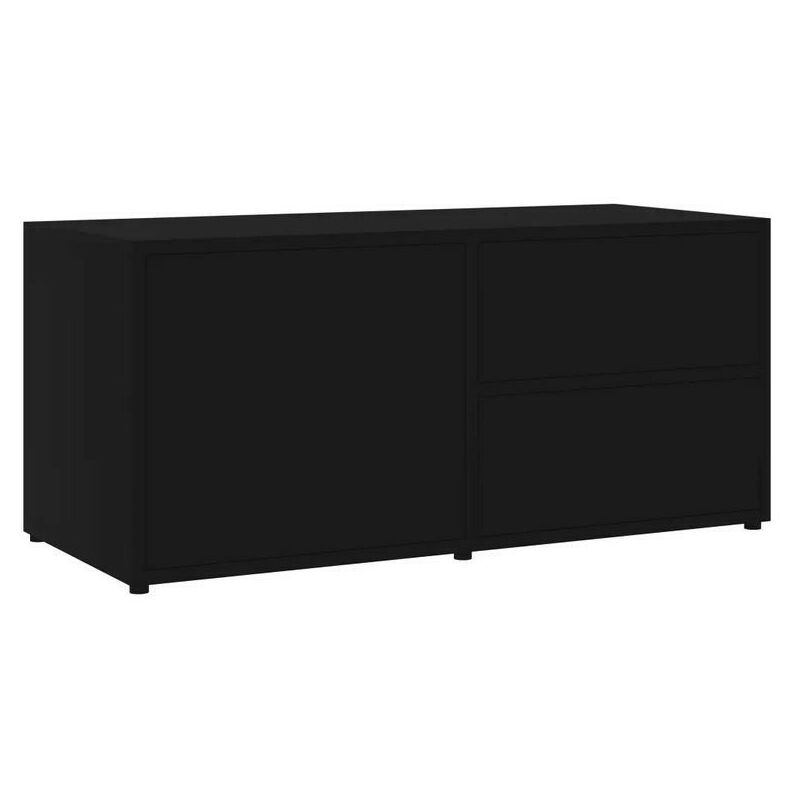 Meuble TV 1 porte 2 tiroirs bois noir Ressi 80cm Meuble TV 1 porte 2 tiroirs bois noir Ressi 80cm