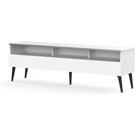 Meuble TV 1 porte 3 niches mélaminé blanc Nacka 160 cm