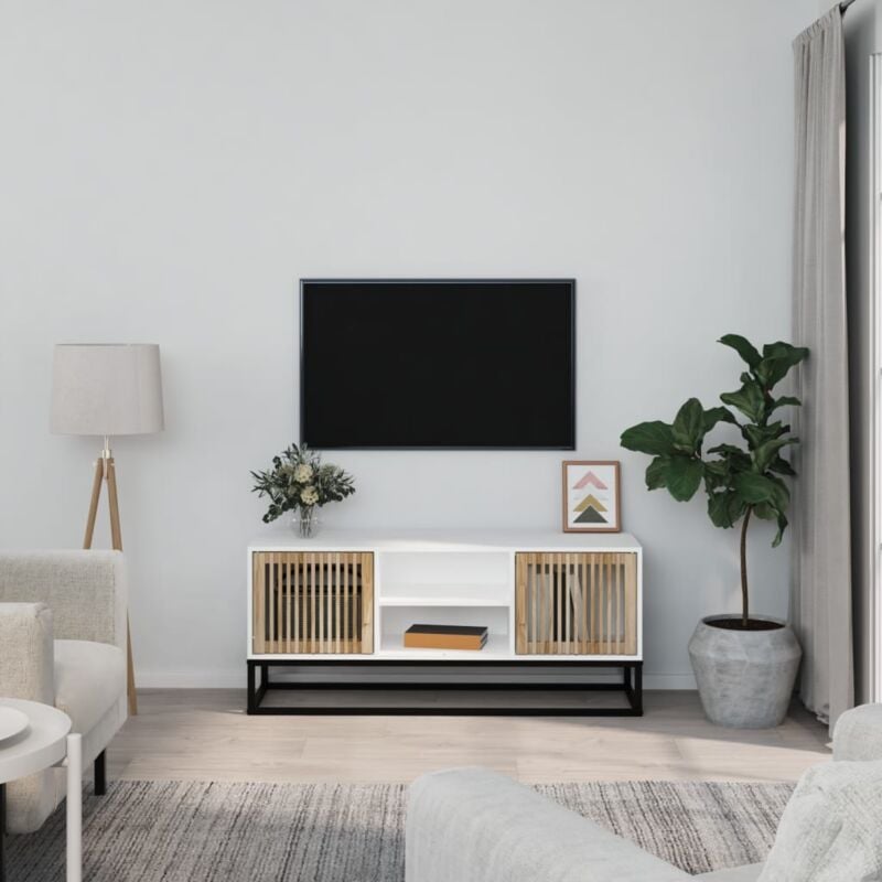 Vidaxl - Meuble tv blanc 105x30x45 cm bois d'ingénierie et fer