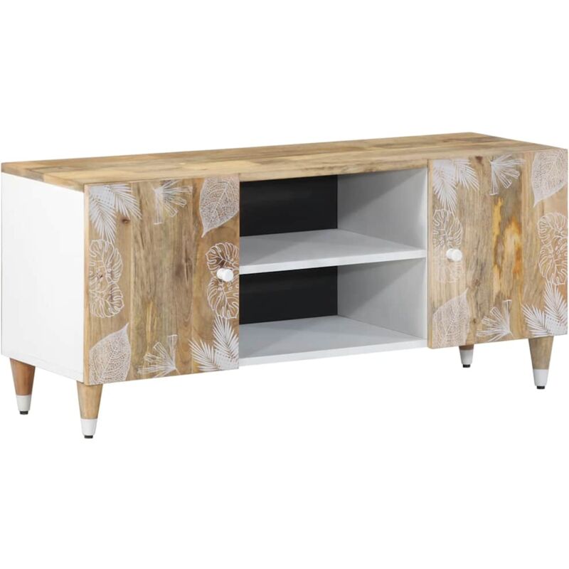 vidaXL Meuble TV 105x33,5x46 cm bois massif de manguier