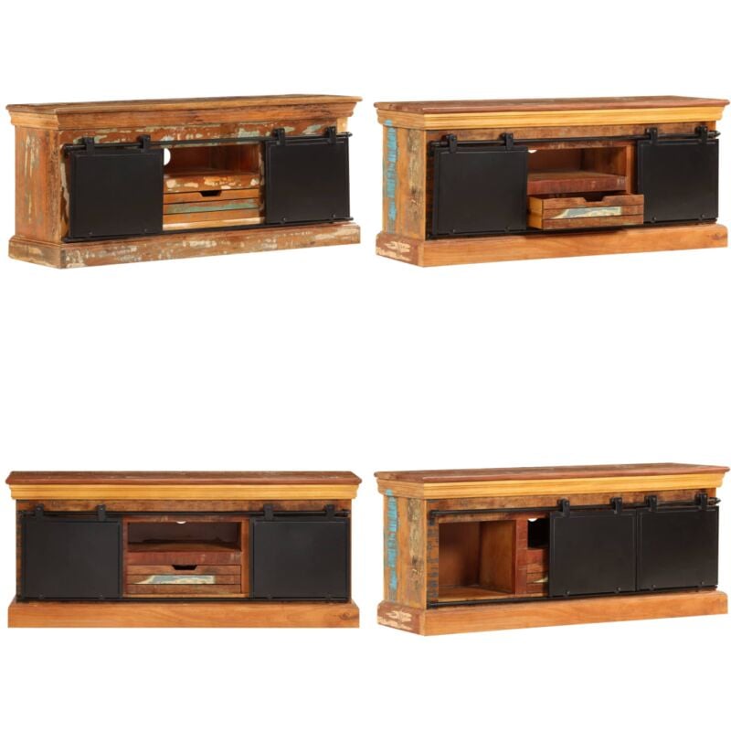 Vidaxl - Meuble tv 110 x 30 x 45 cm Bois de récupération massif - Meubles Tv - Meubles Rustique - Meuble Rangement - Meuble Ancien - Mobilier