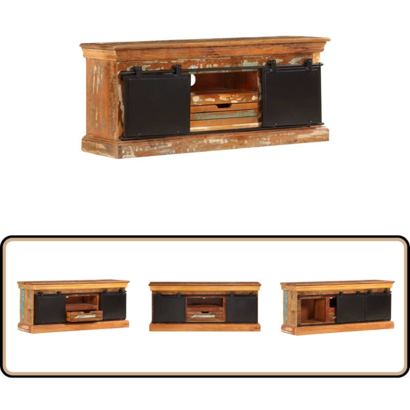 Vidaxl - Meuble tv 110 x 30 x 45 cm Bois de récupération massif - Meubles Tv - Meubles Rustique - Meuble Rangement - Meuble Ancien - Mobilier