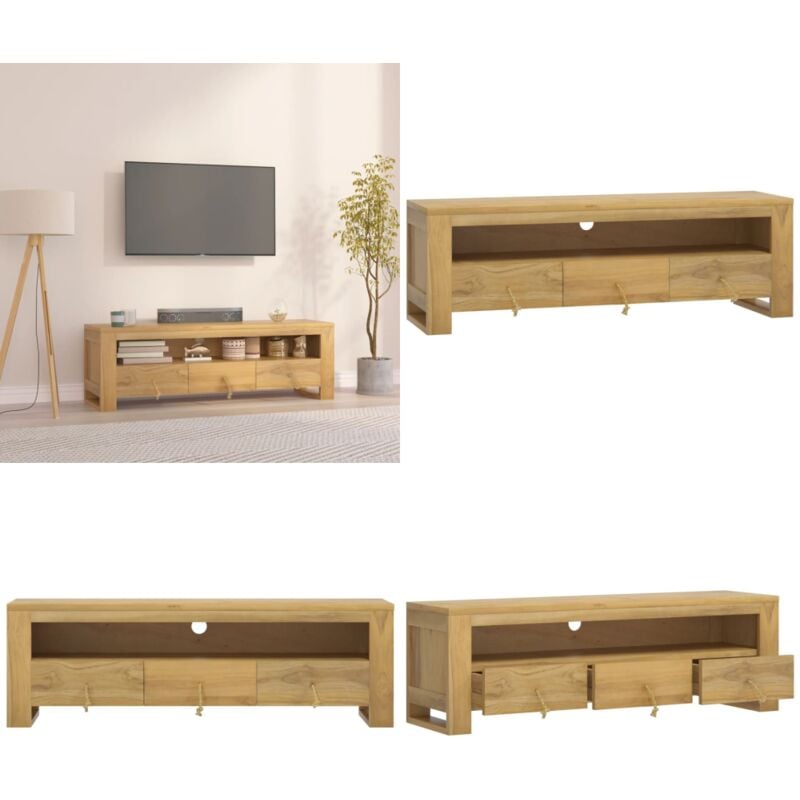 Vidaxl - Meuble tv 110x30x35 cm Bois de teck solide - Meubles Tv - Meuble Tv - Meuble Audiovisuel - Support Tv - Unité Tv - Home & Living