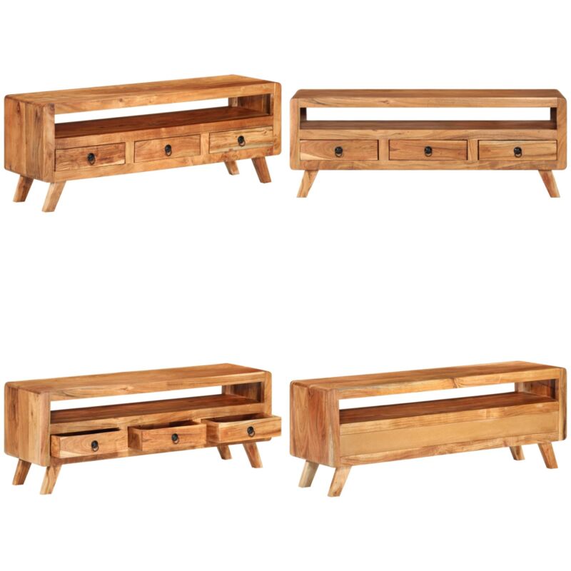 Meuble TV 110x30x40 cm Bois d'acacia massif - Meubles Tv - Meuble Tv - Meuble En Bois - Meuble Acacia - Meuble Salle Séjour - Home & Living