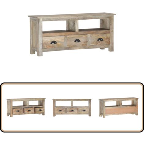 Meuble TV 110x30x50 cm Bois massif de manguier - Meubles Tv - Meuble Tv Retro - Meuble Tv Design - Rangement Media - Console Tv