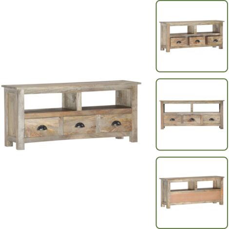 Meuble TV 110x30x50 cm Bois massif de manguier - Meubles Tv - Meuble Tv Retro - Meuble Tv Design - Rangement Media - Console Tv