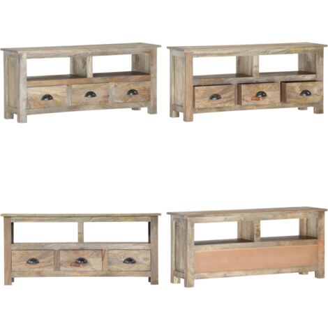 Meuble TV 110x30x50 cm Bois massif de manguier - Meubles Tv - Meuble Tv Retro - Meuble Tv Design - Rangement Media - Console Tv - Home & Living