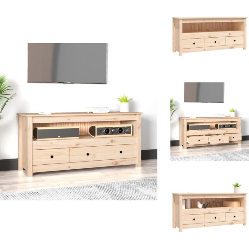 Vidaxl - Meuble tv 114x35x52 cm Bois de pin massif - Meuble Tv - Meuble Tv Bois - Meuble Tv Campagne - Meuble Tv Rustique - Support Tv
