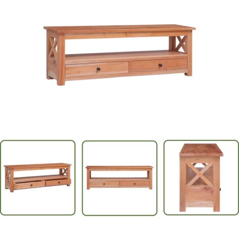 Meuble TV 115x30x40 cm Bois d'acajou massif - The Living Store