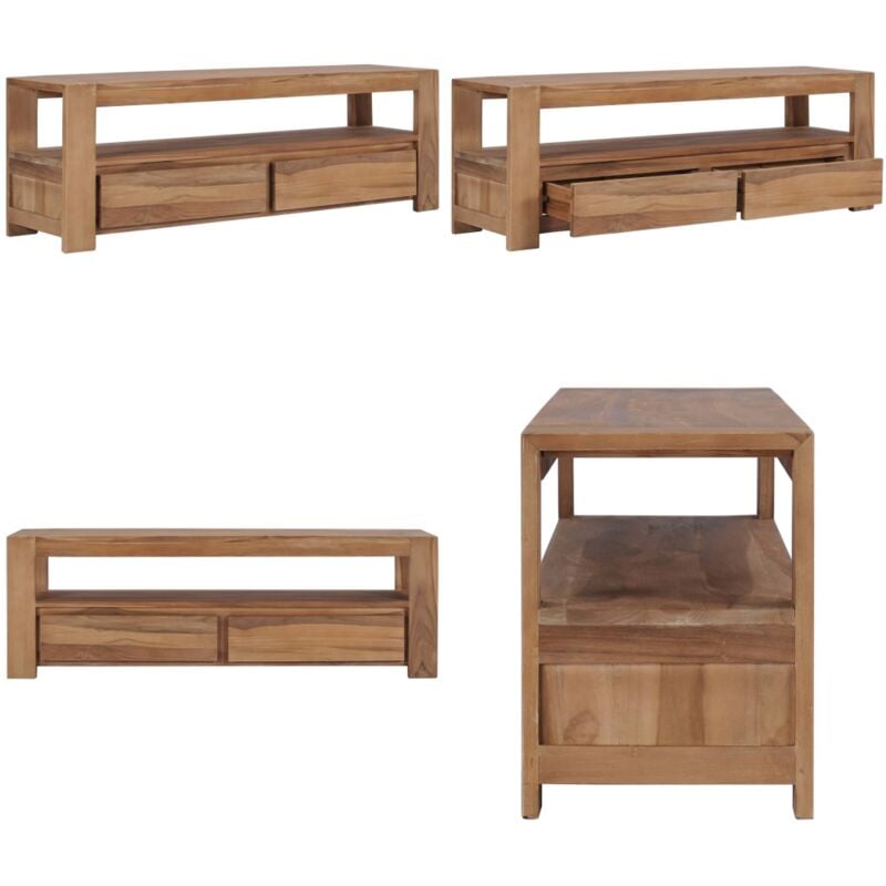 Meuble TV 120 x 30 x 40 cm Bois de teck massif - Meubles Tv - Meuble Tv - Buffet - Commode - Rangement - Home & Living