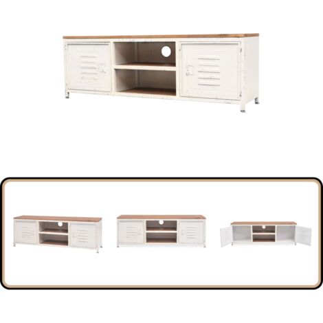 Meuble TV 120x30x40 cm Blanc - Meubles Tv - Meuble Tv Industriel - Meuble Tv Blanc - Meuble Tv Avec Étagères - Meuble Tv Design