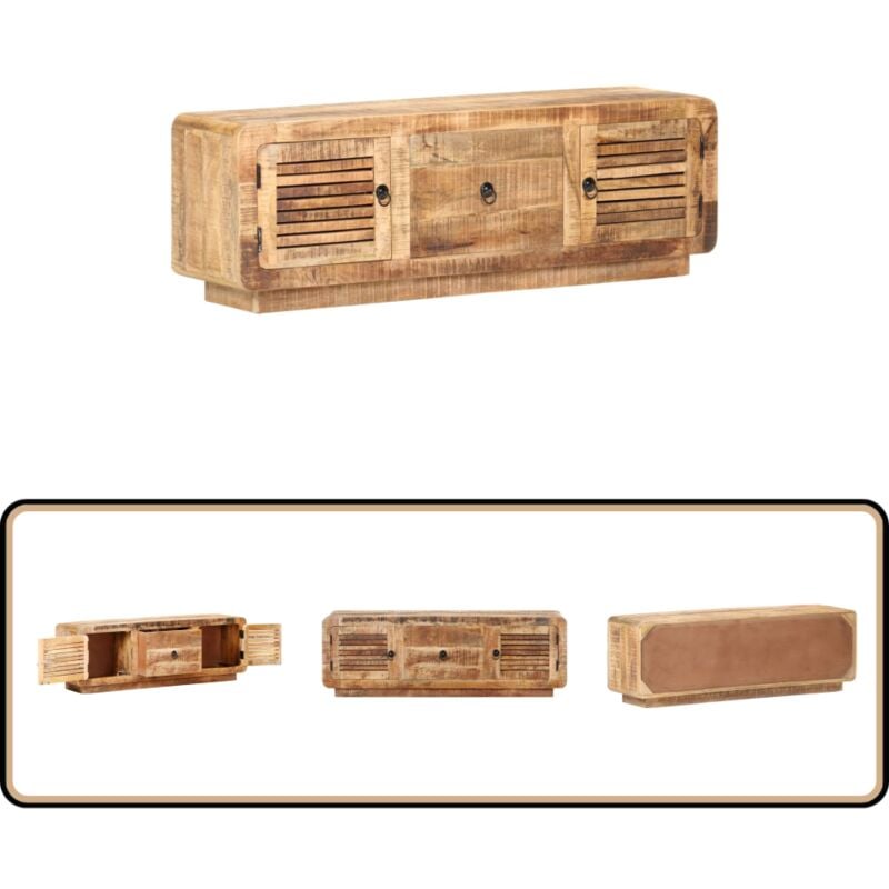Meuble TV 120x30x40 cm Bois de manguier brut - Meubles Tv - Meuble Tv - Meuble Audio - Support Tv - Design Vintage