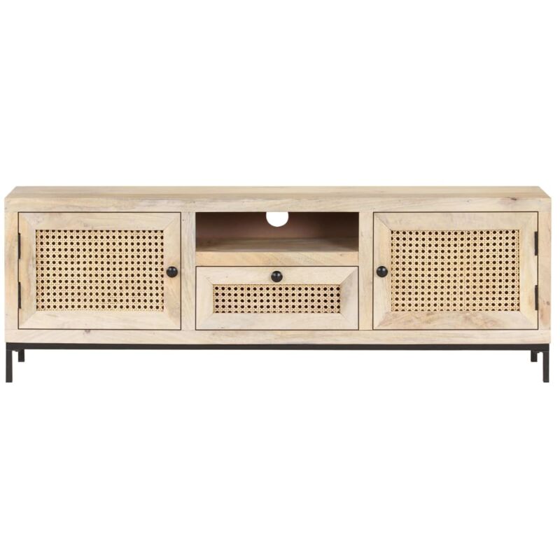 Vidaxl - Meuble tv 120x30x40 cm Bois de manguier et canne naturelle