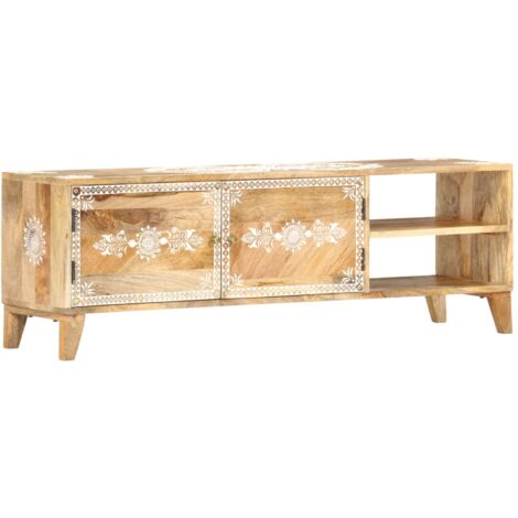 Meuble TV 120x30x40 cm Bois massif de manguier