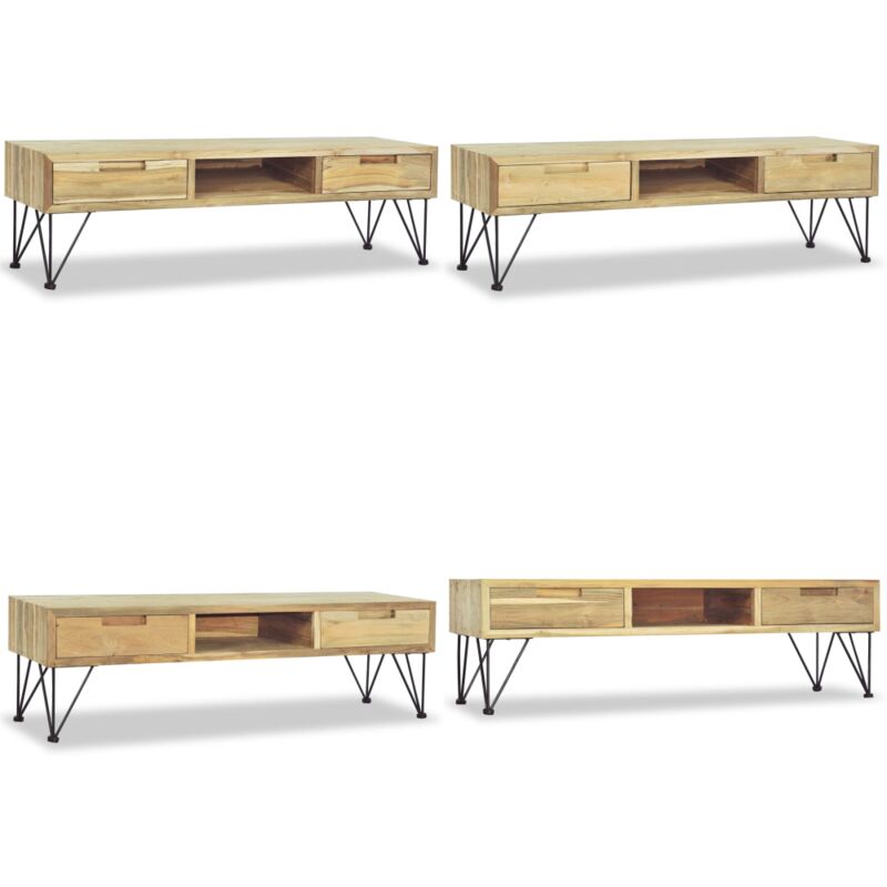 Vidaxl - Meuble tv 120x35x35 cm Teck massif - Meubles Tv - Meuble Tv Colonial - Meuble Tv Teck - Meubles Rustiques - Mobilier Vintage - Home & Living