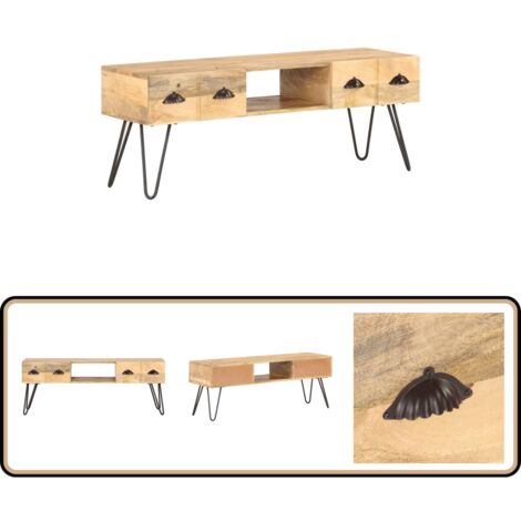 Meuble TV 120x35x45 cm Bois solide de manguier - Meubles Tv - Meuble Tv Bois - Meuble Tv Industriel - Rangement Tv - Console Tv