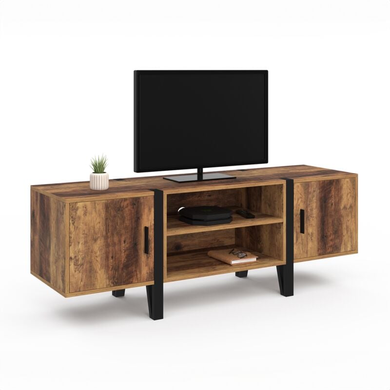 Meuble tv 140 cm austria 2 portes pieds épingle