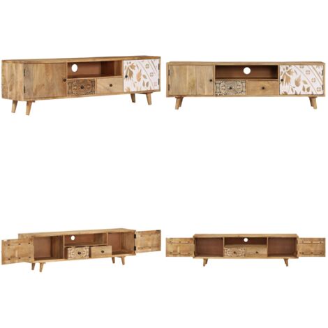 Meuble TV 140x30x40 cm Bois de manguier massif - Meubles Tv - Meuble Tv - Buffet - Meubles De Salon - Mobilier Moderne - Home & Living