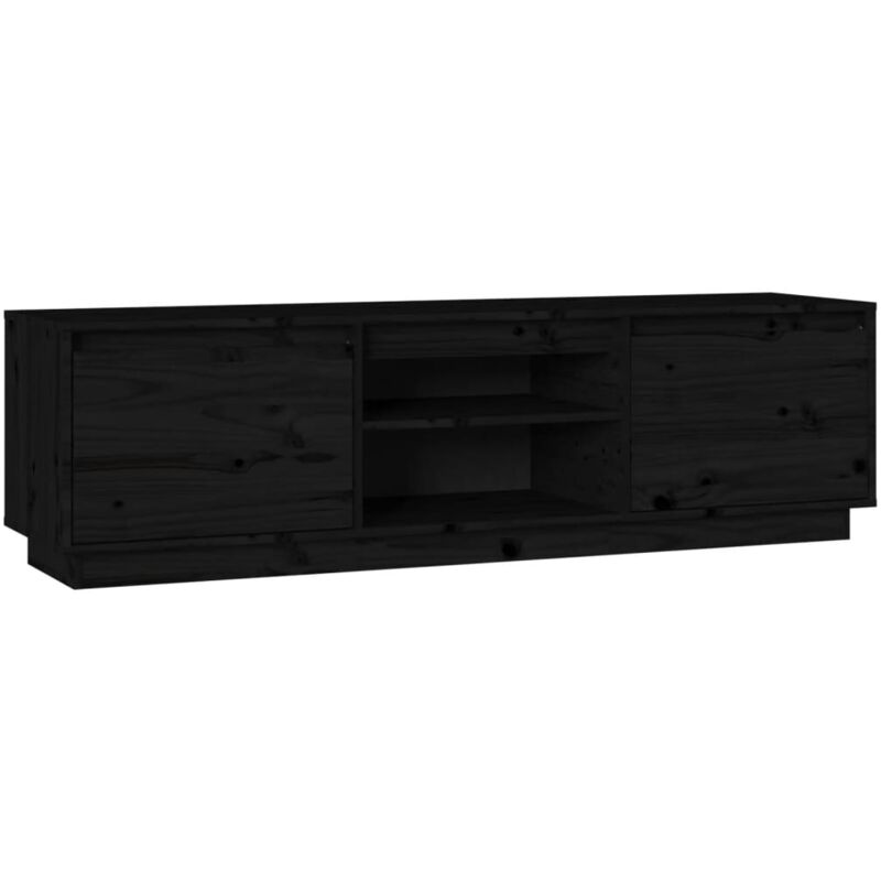 Vidaxl - Meuble tv Noir 140x35x40 cm Bois de pin massif