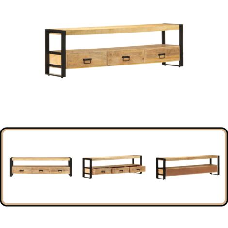 Meuble TV 150x30x45 cm Bois solide de manguier - Meubles Tv - Meuble Televison - Meuble Rangement - Buffet - Mobilier Rustique