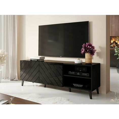 Meuble TV 150x52x42 cm Noir ABI meuble Hi-fi luxueux sideboeard sur pied