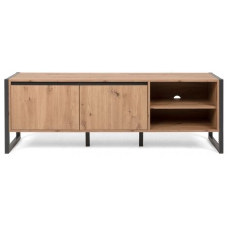 Meuble tv 160 cm chêne artisanal et gris anthracite - Lentini