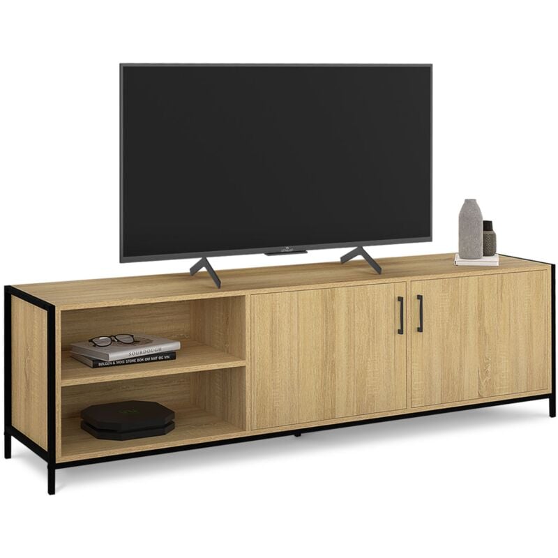 Meuble tv 160 cm detroit 2 portes design industriel