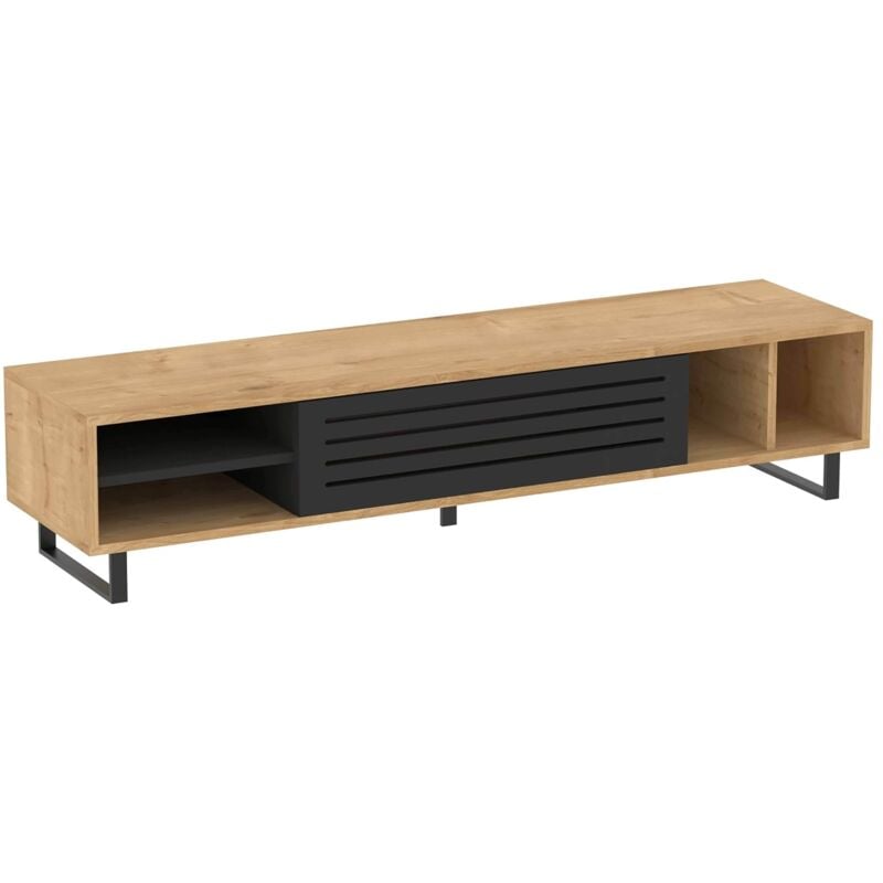 Oviala - Meuble tv 160 cm effet bois clair