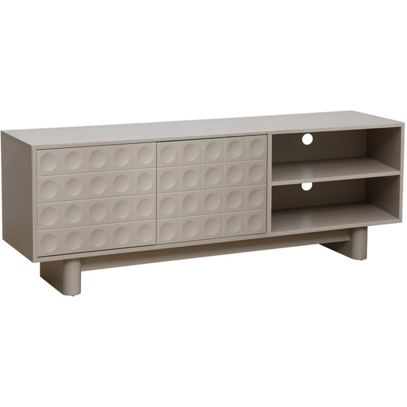 Oviala - Meuble tv rectangulaire 2 portes L160 cm beige