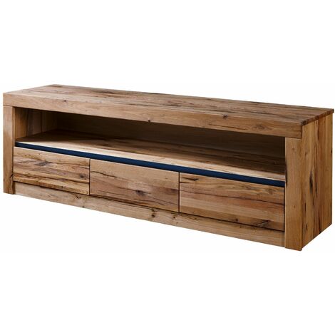Meuble TV 165x42 Chênes sauvage et lombard huilé Bois naturel MONTREUX 104