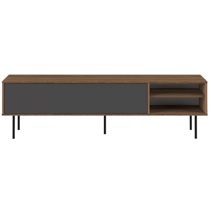 Meuble TV 165x48x40 cm décor noyer et gris