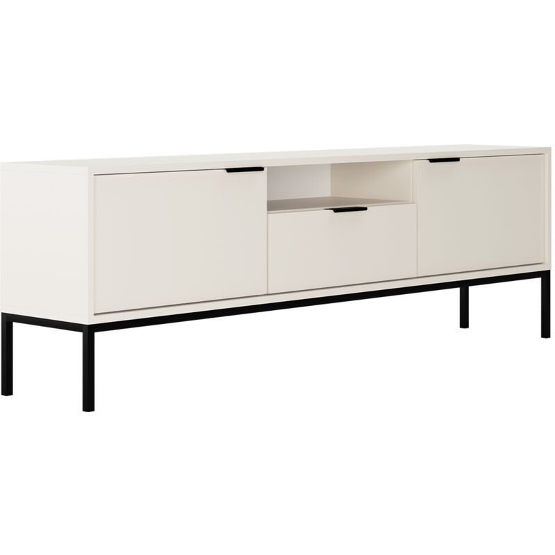 Meuble tv 175 cm Seattle Blanc Pieds noirs