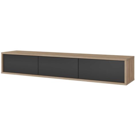 Meuble TV 180 cm collection MAANUM couleur chêne clair et gris