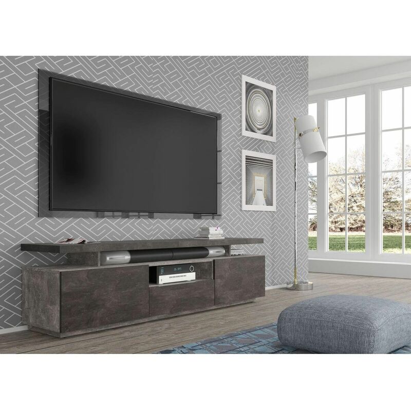 Meuble TV 180 cm MARCEAU Gris - Gris