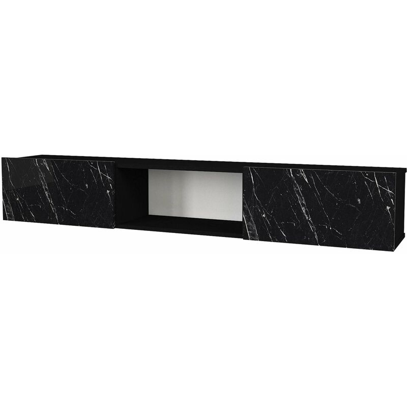Meuble tv 180 x 31 x 29,5 cm effet marbre noir