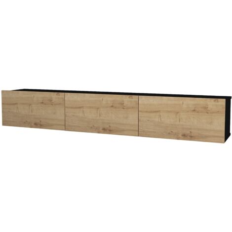 Meuble TV 180 x 31 x 29,5 cm noir effet chêne