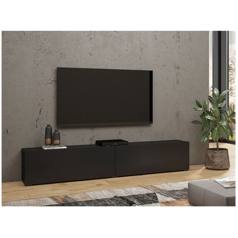 Meublorama - Meuble tv 180cm collection eva. Couleur noir et chêne.