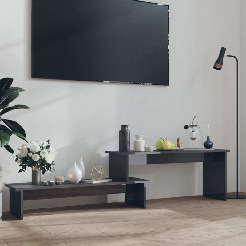 Meuble tv 180x30x43 cm Aggloméré, Gris brillant