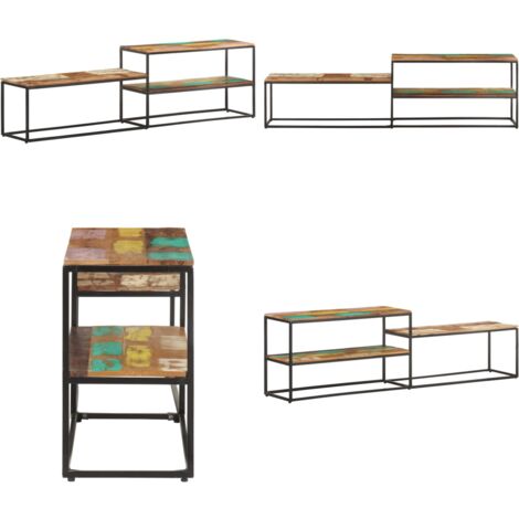 Meuble TV 180x30x50 cm Bois de récupération massif - Meubles Tv Industriels - Meuble Tv Bois Recyclé - Rangement Media - Support Tv Design - Meuble Tv Rustique - Home & Living