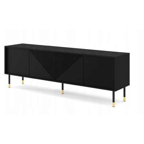 Meuble TV 180x40x61 cm meuble Hi-fi luxueux sur pied Noir mat WODUN
