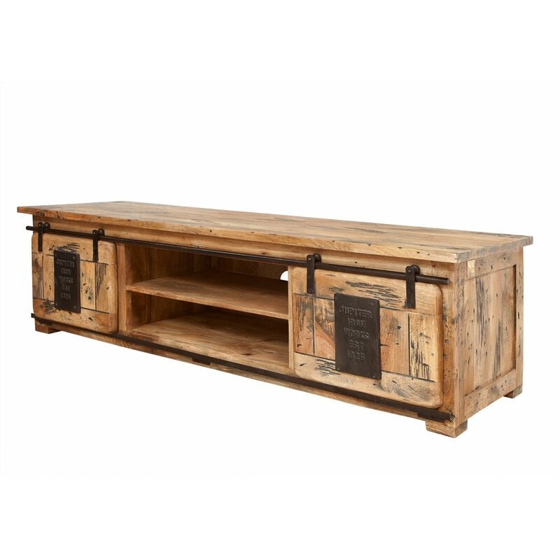 Meuble tv 180x55 Manguier laqué Bois naturel railway 135