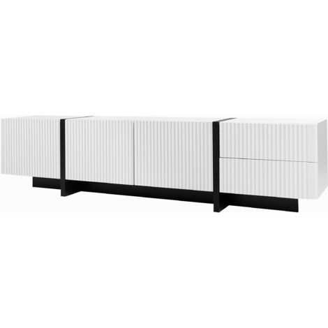 Meuble TV 190 cm avec 3 Portes et 2 Tiroirs, Buffet Bas de Rangement Moderne, Structure Solide pour Salon