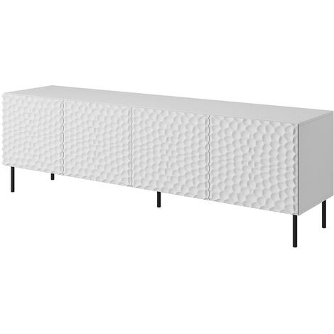 Meuble TV 190x60x41 cm meuble Hi-fi luxueux sideboeard sur pied blanc mat HOTI