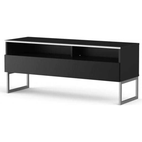 Meuble TV 2 niches 1 porte mélaminé noir Catania 120cm