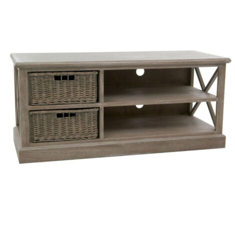 Meuble TV & 2 Paniers "Catherine" 120cm Naturel