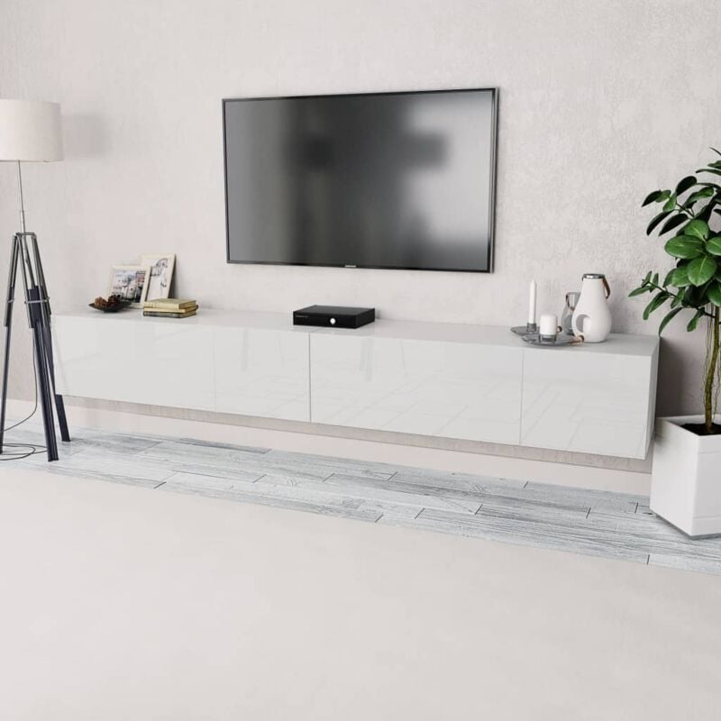 Vidaxl - Meuble tv 2 pcs Aggloméré 120 x 40 x 34 cm Blanc brillant