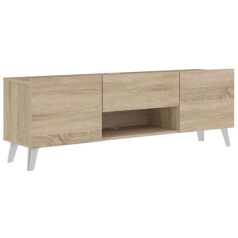 Calicosy - Meuble tv 2 portes 1 tiroir Brighton 2 - L140 cm x 46,5 cm