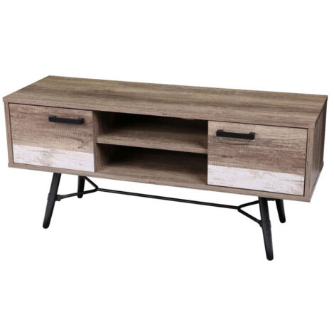 Meuble TV 2 portes 120x39,5x55 cm en bois et métal - TURDA