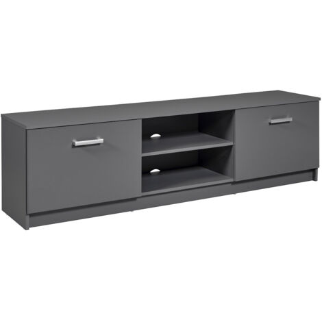Meuble TV 2 portes 180x40x50,8 cm gris foncé - ROSSI