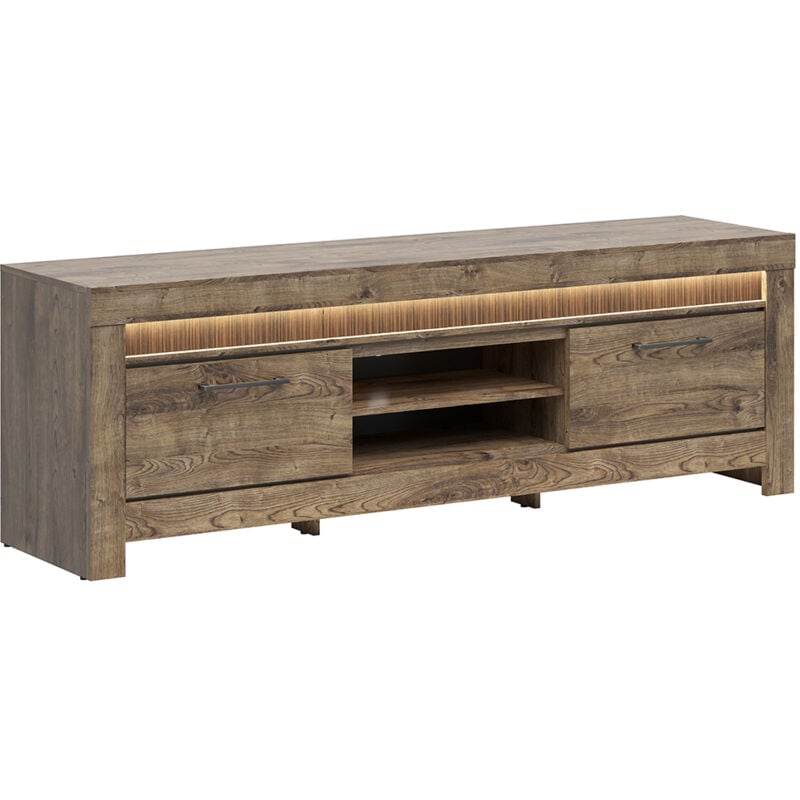 Petits-meubles - Meuble tv 2 portes 2 niches 180 cm led inclus Amaury Bois